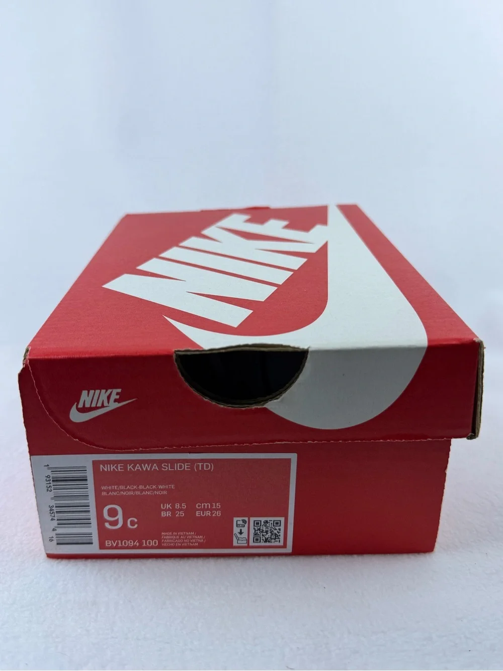 NWT Nike Kawa Slides (TD) – Black & White – Toddler Size 9c